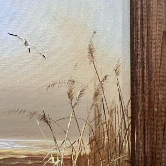 🎉SALE🎉 Framed Oil Painting Coastal Lighthouse‎ Seascape Beach Scene Signed - Picture 8 of 11